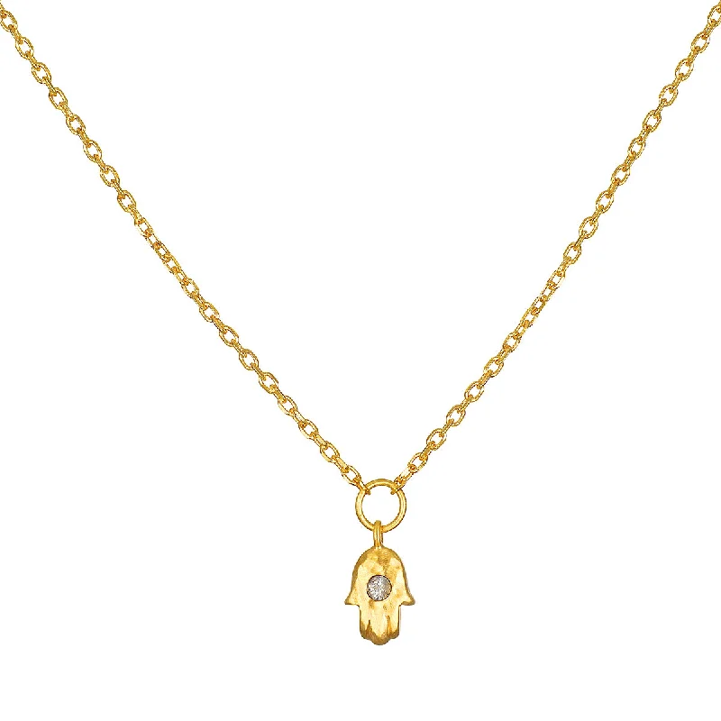 women’s minimalist gold necklaces-Guiding Hand Mini Hamsa Necklace