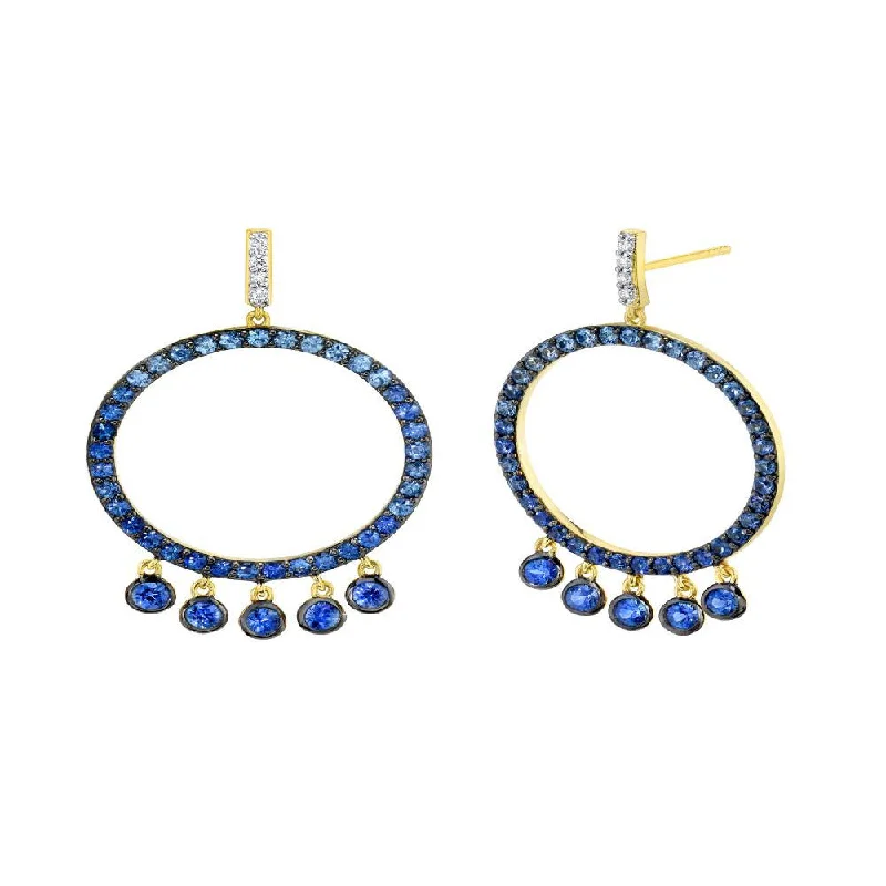 women’s colorful earrings-Graduated Blue Sapphire Earrings