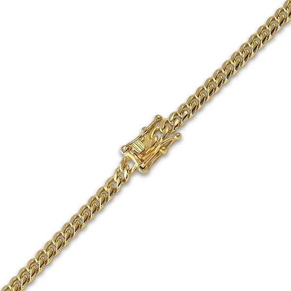 women’s bangles with stones-4MM Miami Cuban IP Gold Steel Bracelet Triple Lock