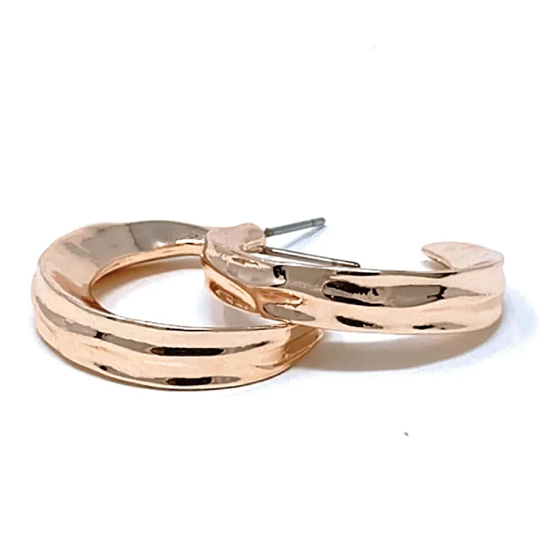 women’s bridal earrings-Medium Rose Gold Stud Hoop Earrings