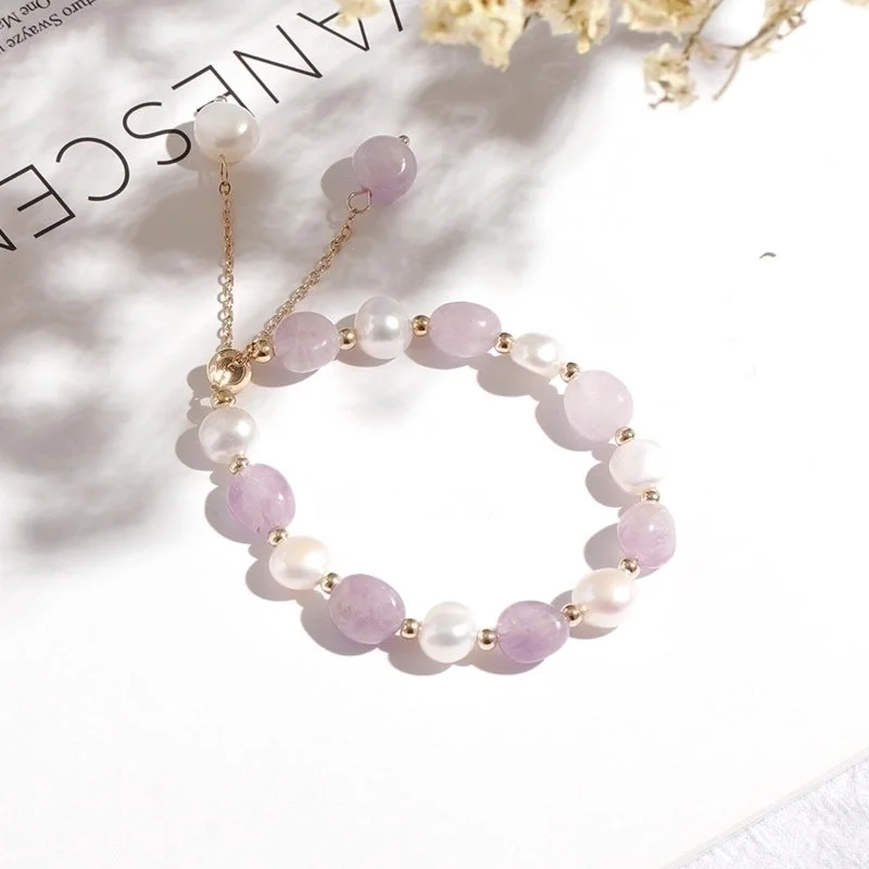 Pearl Lavender Purple Slide Fastener Bracelet