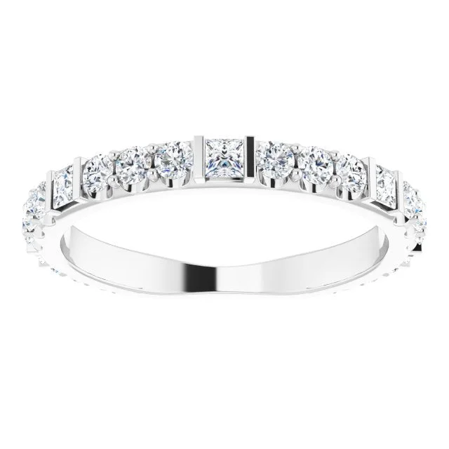 women’s round cut engagement rings-0.84 ct.  Princess & Round Cut Diamond Wedding Band