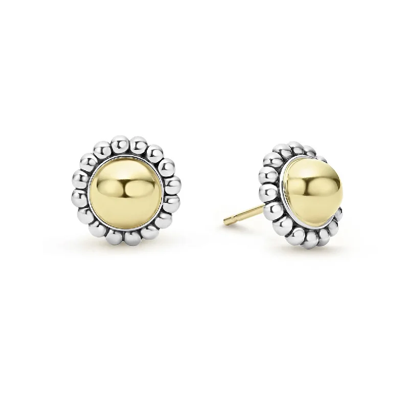 women’s heart earrings-Gold Caviar Stud Earrings