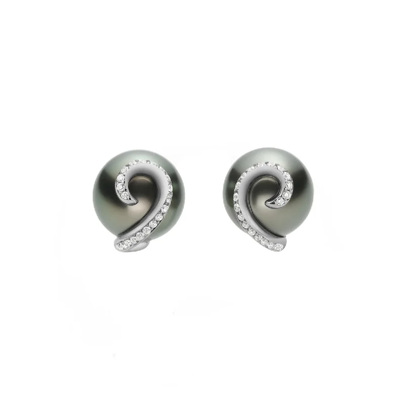 women’s chain earrings-Embrace Black South Sea Cultured Pearl Earrings