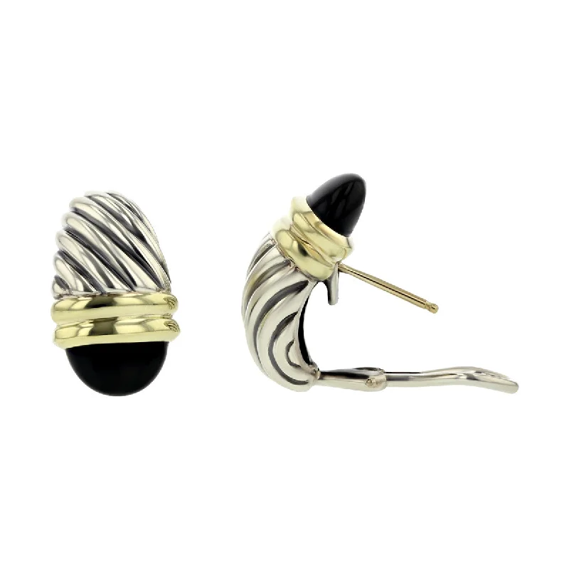 women’s fashion earrings-David Yurman 14K Sterling Silver Onyx Earrings