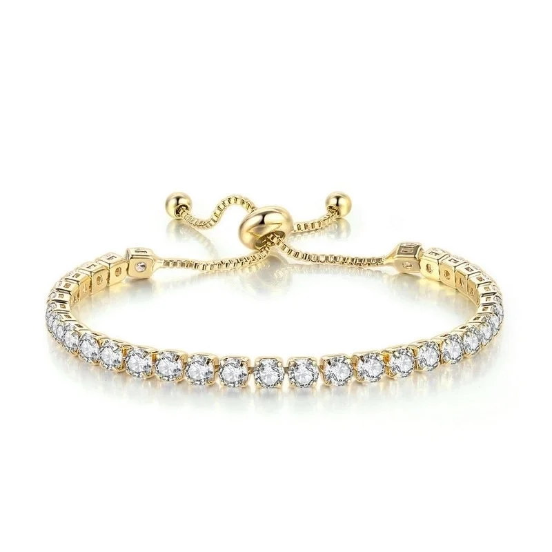 Gold + 4mm round White Stone