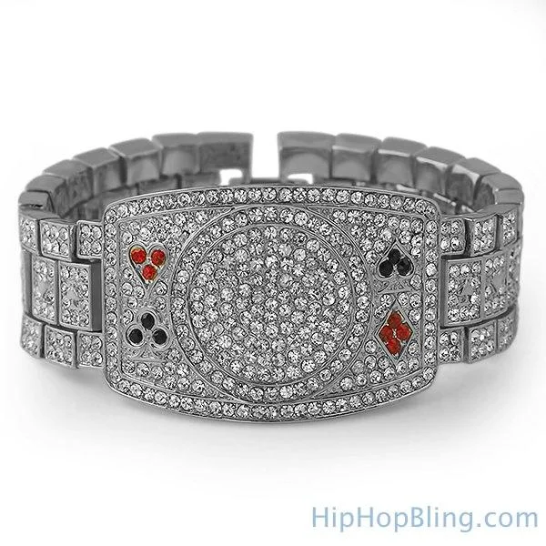 women’s beaded bracelets-Poker Bracelet Texas Hold Em Bling Bling