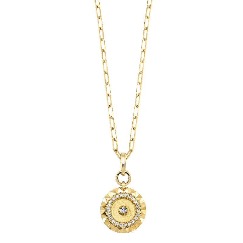 women’s minimalist pendant necklaces-1/3 Ctw Diamond Disc Paperclip Necklace in 14 Karat Yellow Gold