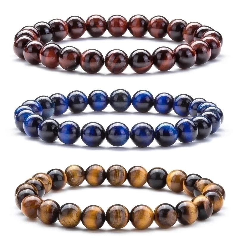 women’s bracelet sets-Fashion Round Natural Stone Beaded Bracelets