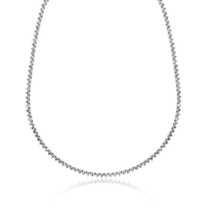 women’s diamond choker necklaces-7.65 Cttw Round Diamond Tennis Necklace set in 14K White Gold