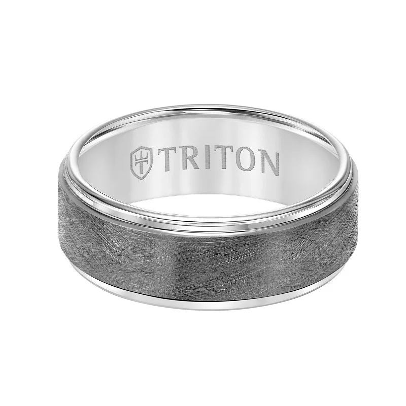 women’s gold band engagement rings-Triton 8MM Tungsten Wedding Band. Size 10