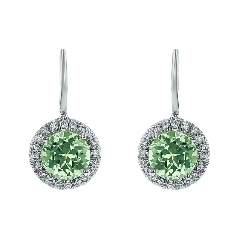 women’s modern earrings-Green Garnet Diamond Earrings