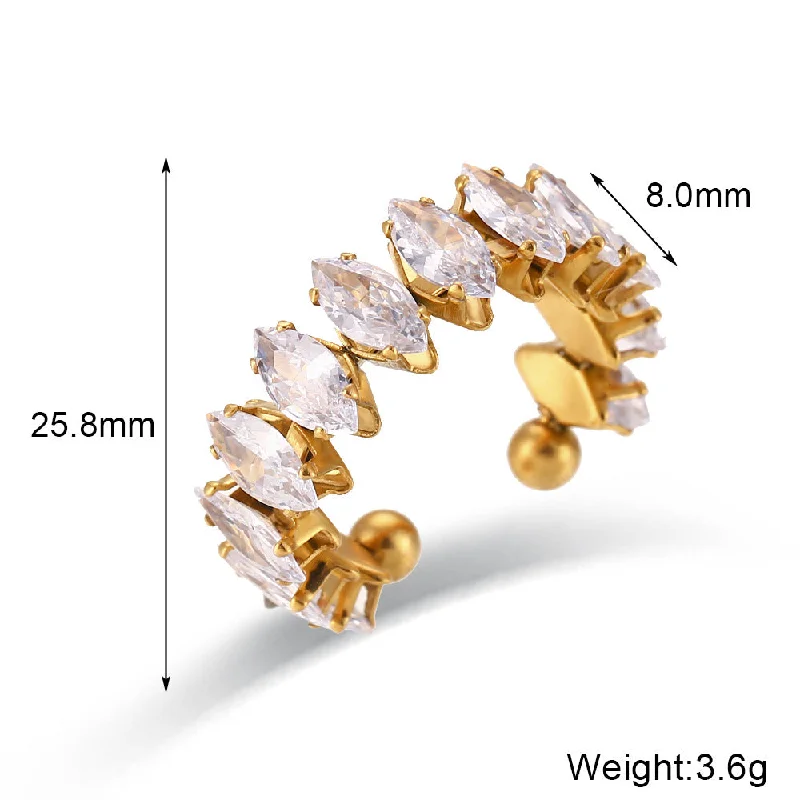 Adjustable Diamond Zircon Ring - Gold - White Diamond