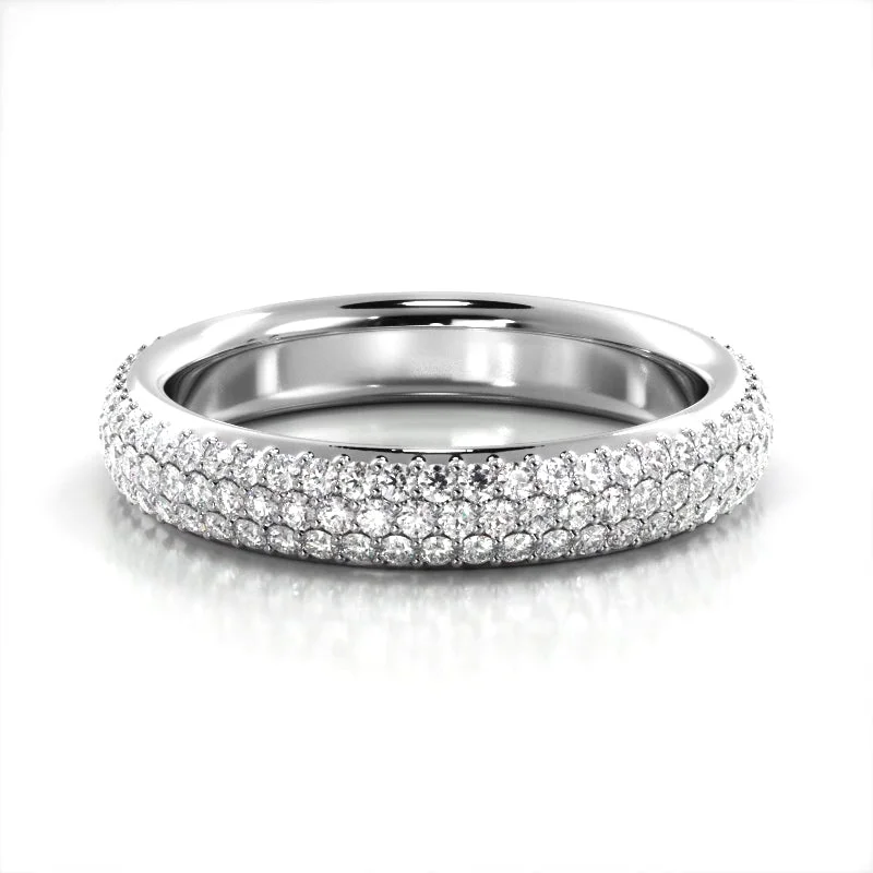 women’s three-stone engagement rings-1.38 ct. Round Diamond Triple Row Wedding band