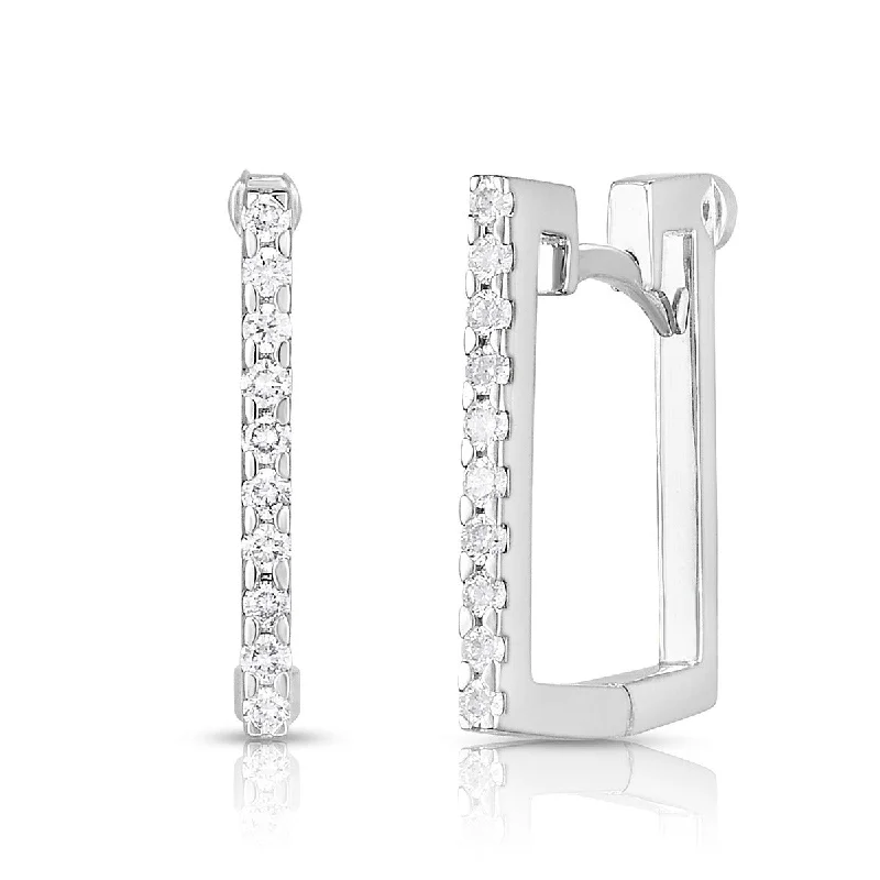 women’s silver hoop earrings-Diamond Square Earrings