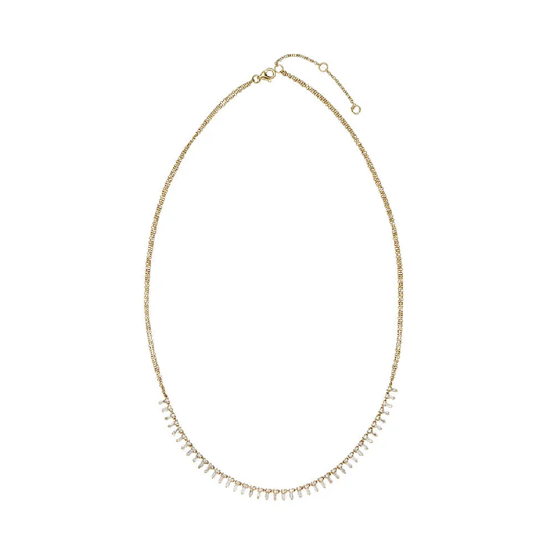 women’s chic necklaces-18 Karat Yellow Gold Zeena necklace with White Diamond Baguettes