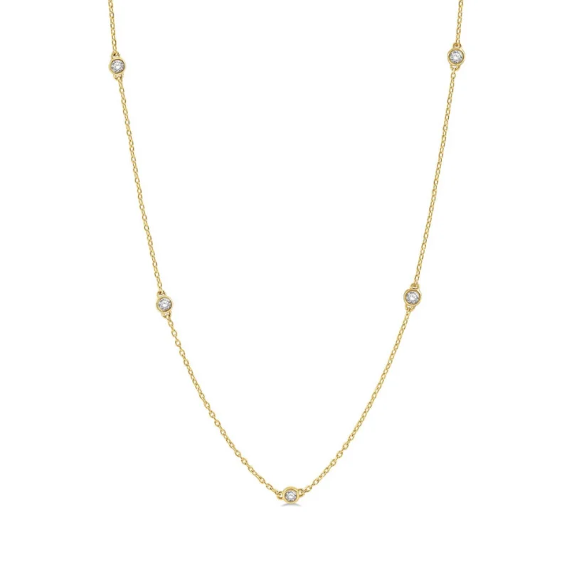 women’s handmade necklaces-3/4 Ctw Round Cut Diamond Fashion Necklace in 14K Yellow Gold