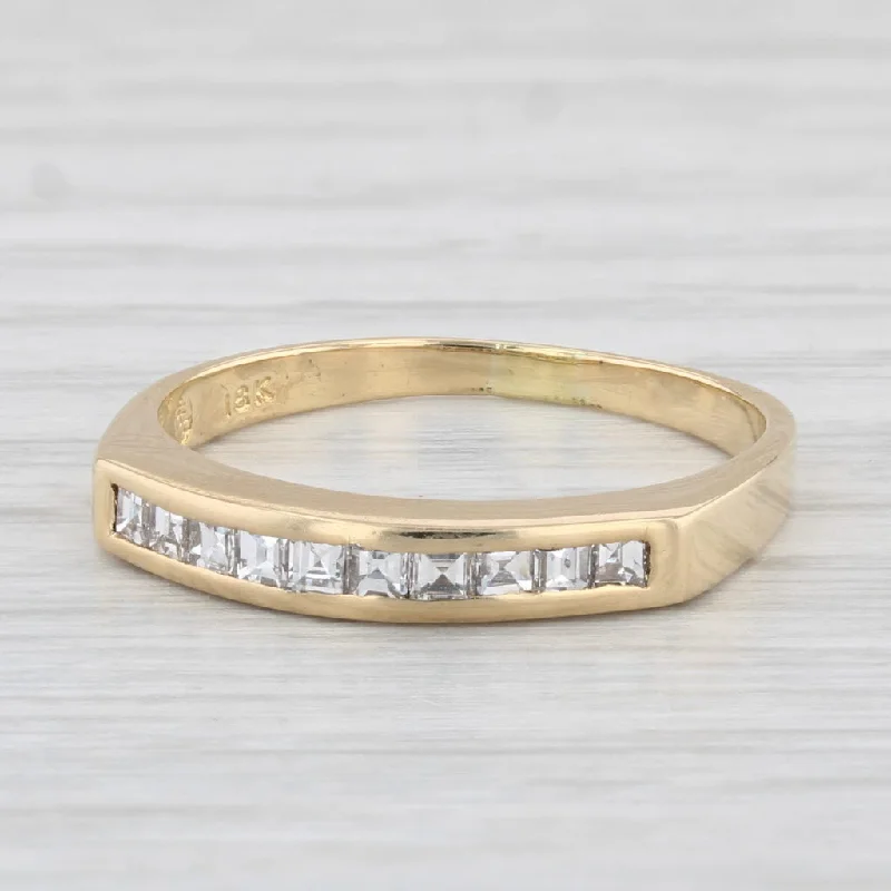 women’s solitaire engagement rings-0.50ctw Diamond Wedding Band 18k Yellow Gold Size 7.5 Stackable Channel Set