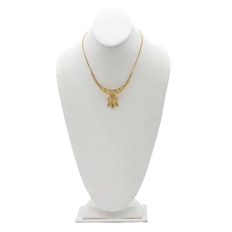 women’s handmade gold necklaces-22K Gold Necklace and Earrings Set