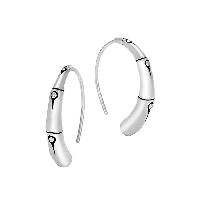 women’s stud earrings with stones-John Hardy Sterling Silver Bamboo Collection Hoop Earrings