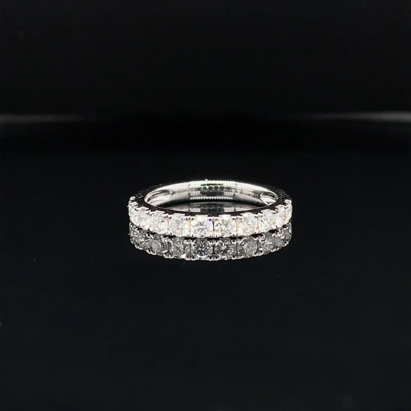 women’s art deco engagement rings-Diamond 0.91ctw Classic ½ Eternity Wedding Band Ring in 18k White Gold - #363 - RGDIA670088