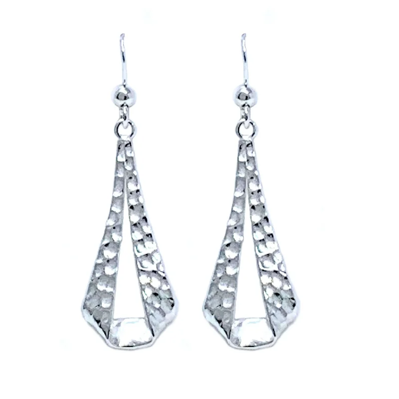 women’s flower earrings-Sterling Silver Hammered Teardrop Earrings