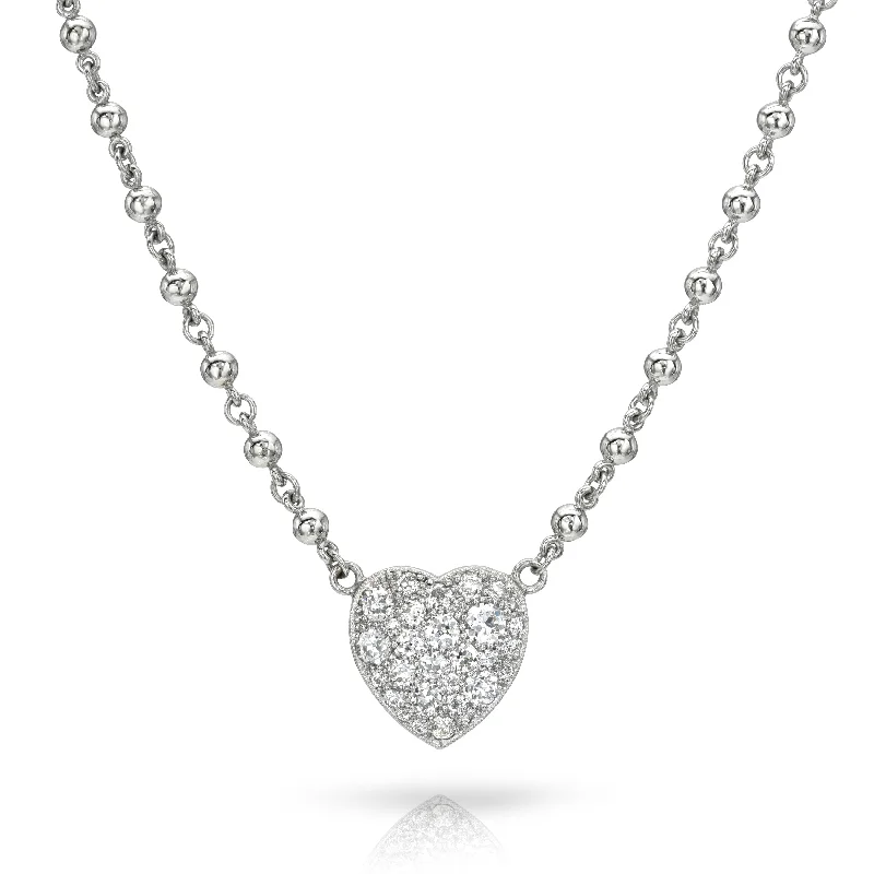 women’s engraved pendant necklaces-SMALL COBBLESTONE HEART NECKLACE