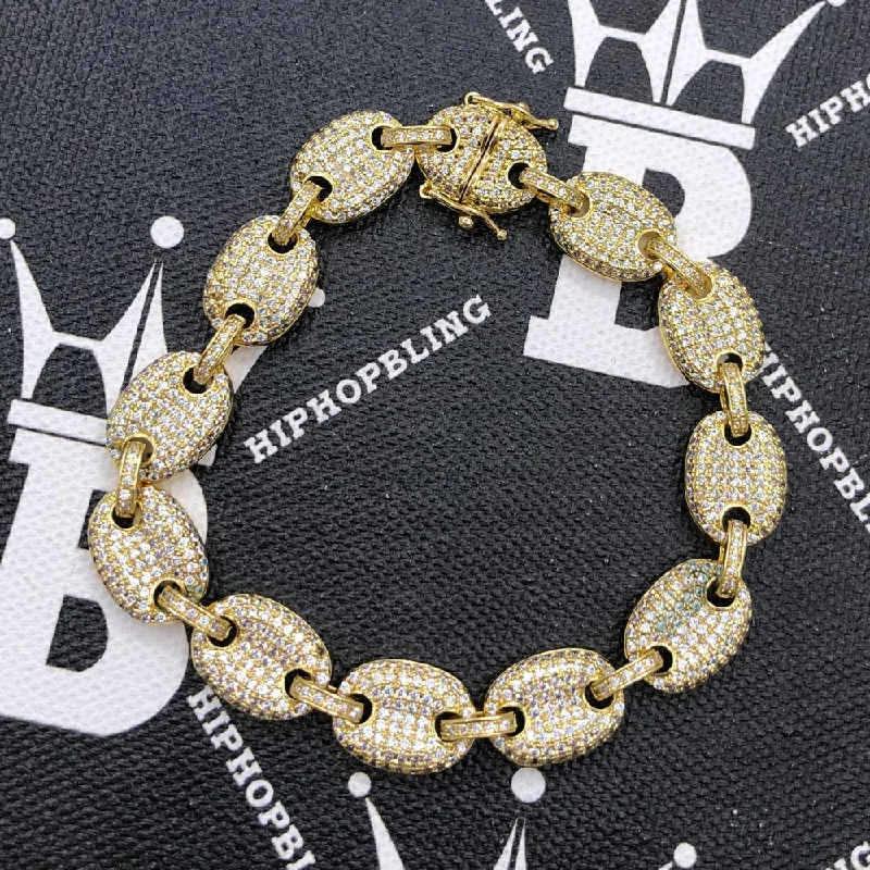 women’s engraved silver bangles-Bubble Mariner Link Iced Out Hip Hop Bracelet