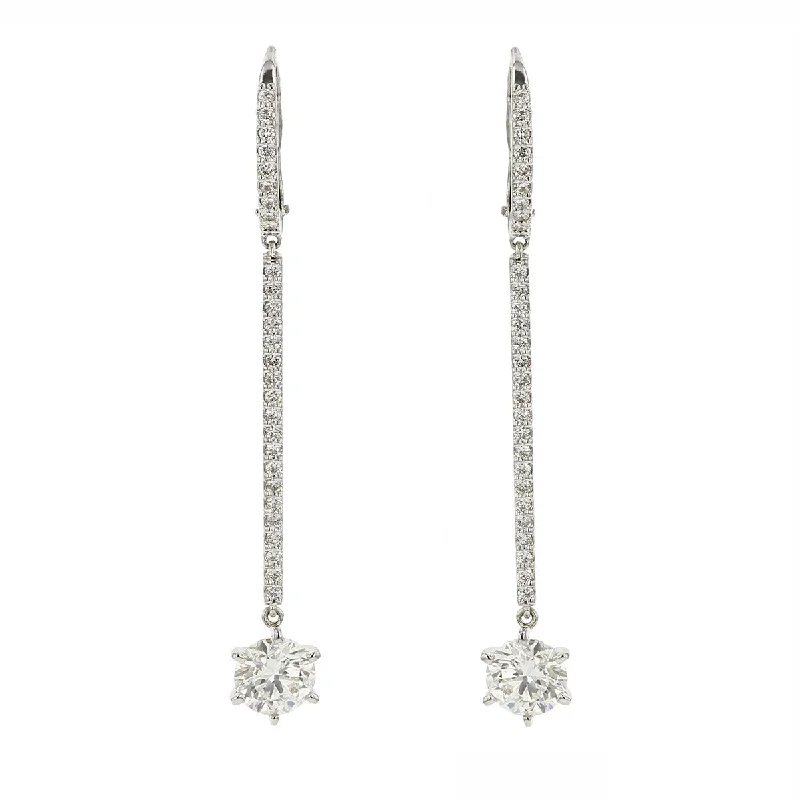 women’s vintage earrings-Cento Long Matchstick Diamond Drop Earrings