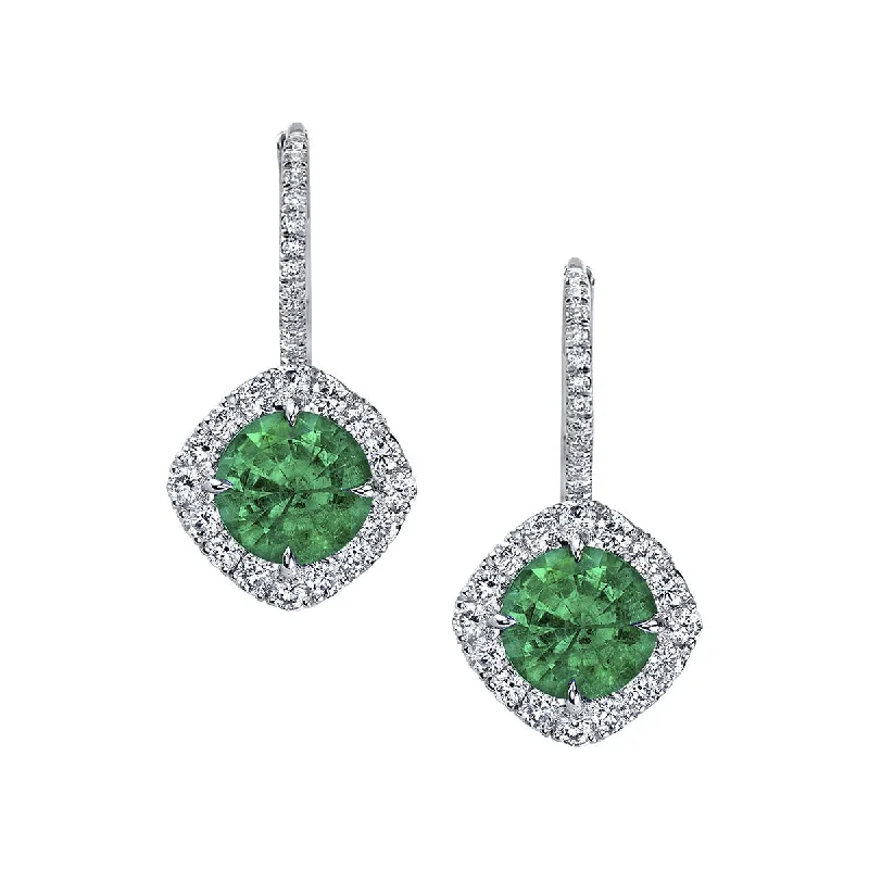 women’s elegant drop earrings-Emerald and Diamond Earrings