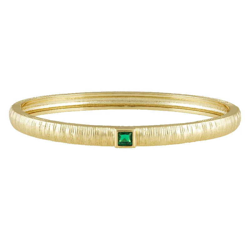 women’s handmade gold bangles-Winnie Cz Bangle - Emerald