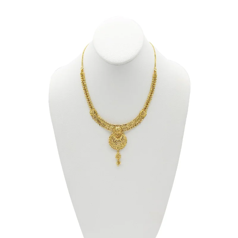 women’s unique gemstone necklaces-22K Gold Necklace and Earrings Set