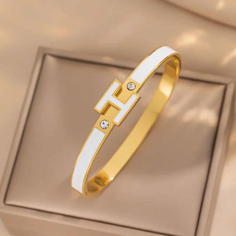 183 Gold White H Bracelet