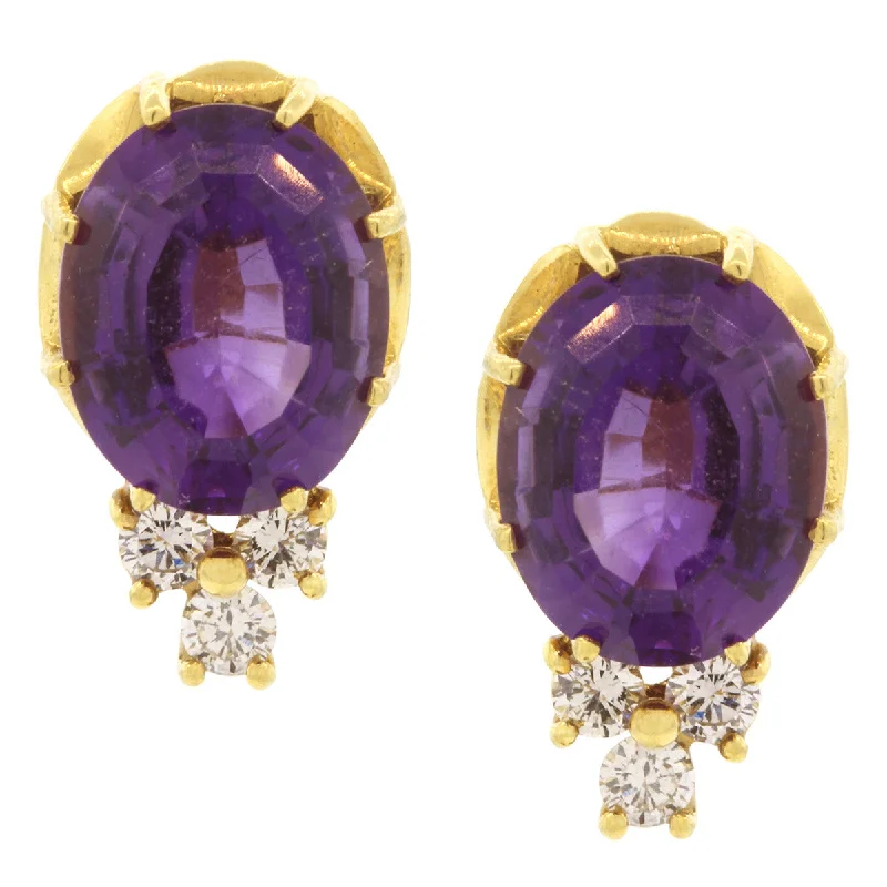 women’s luxury diamond earrings-Diamond and Amethyst Earrings