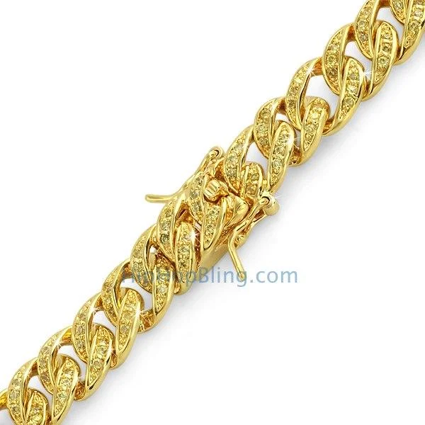 women’s bangle sets-CZ Lemonade Cuban Bling Bling Bracelet