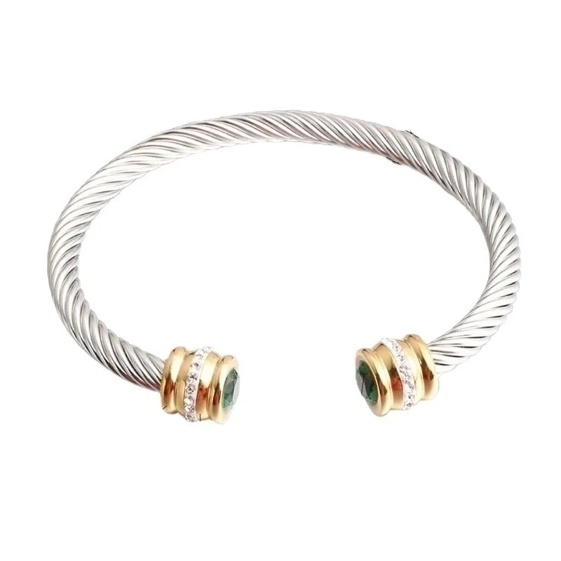 women’s simple cuff bracelets-Titanium Steel Bracelet Colorful Diamond Twist Bangle Jewelry Wholesale