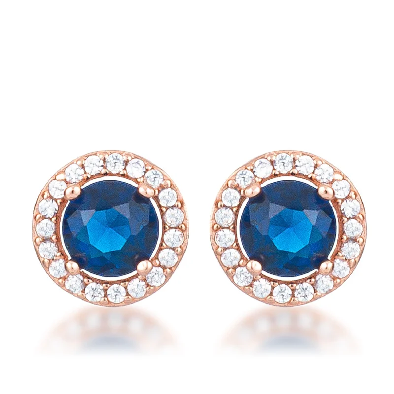 women’s silver dangling earrings-Emily Rose Gold Sapphire Halo Earrings | 2.3ct