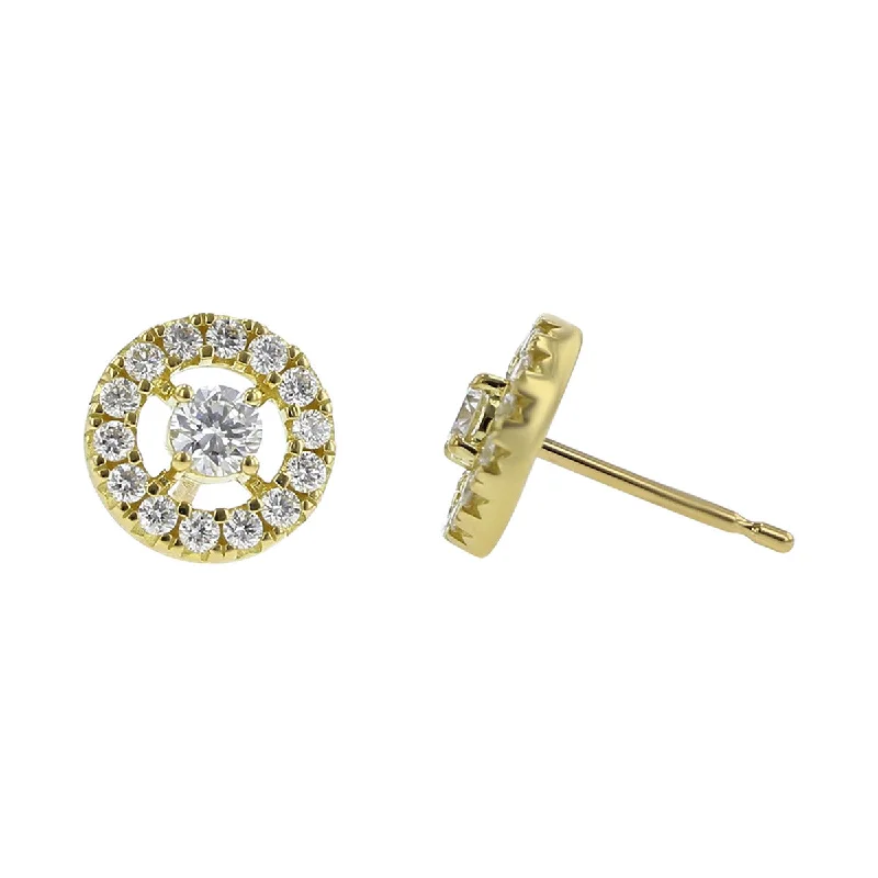 women’s luxury earrings-Diamond Halo Stud Earrings