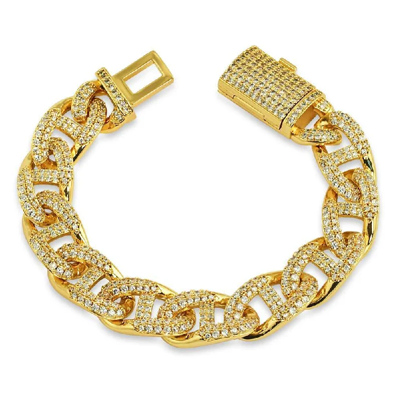 women’s minimalist bracelets-Miami Mariner CZ Iced Out Hip Hop Bracelet