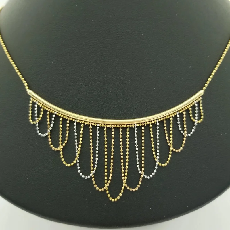 women’s minimalist gold necklaces-9 kt Yellow and White Gold Frills Necklace