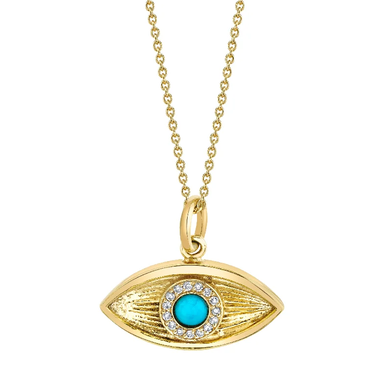 women’s birthday necklaces-Evil Eye Necklace - Pave