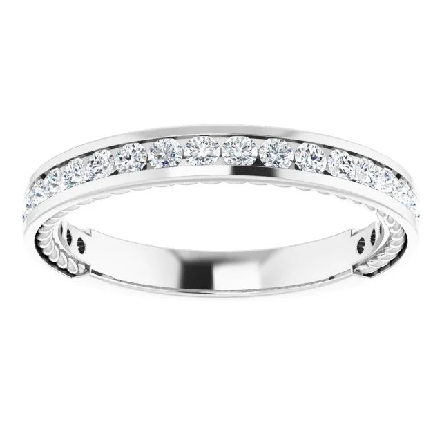 women’s engagement rings with diamonds and sapphires-0.50 ct. Round Cut Diamond Wedding Band Channel Set Anniversary Ring