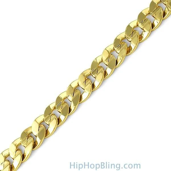 women’s bridal bracelets-Cuban Bracelet Gold Plated 10MM