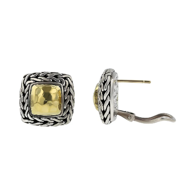 women’s sterling silver earrings-John Hardy Classic Chain Stud Earrings in Silver and Gold