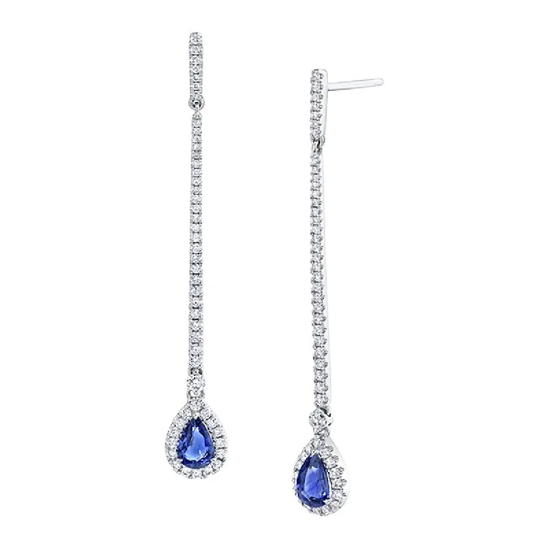 women’s elegant drop earrings-Diamond and Sapphire Drop Earrings