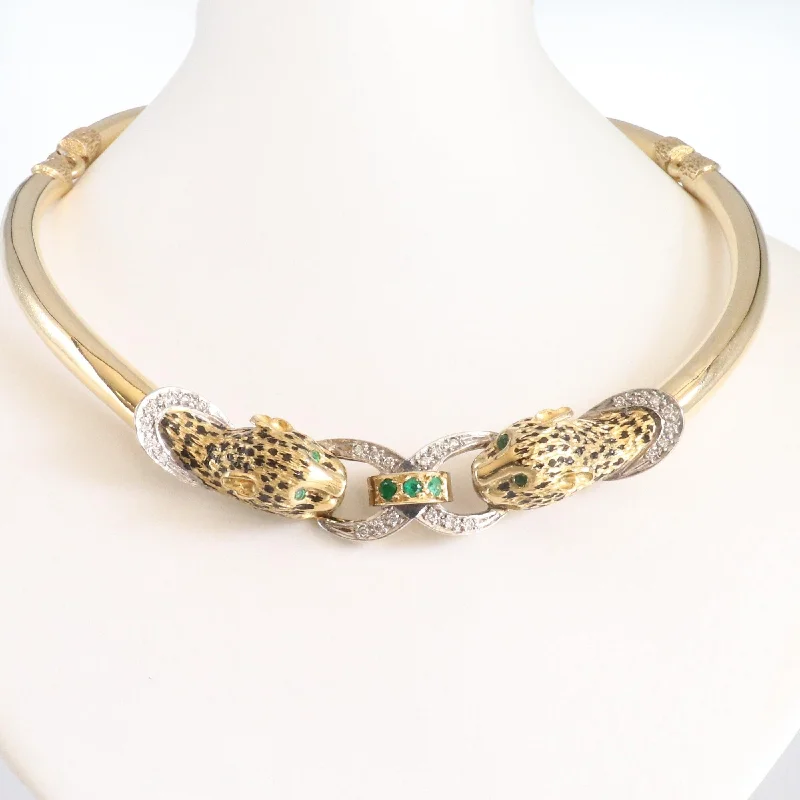 women’s gold choker necklaces-18kt Yellow Gold Leopard's Head Necklace