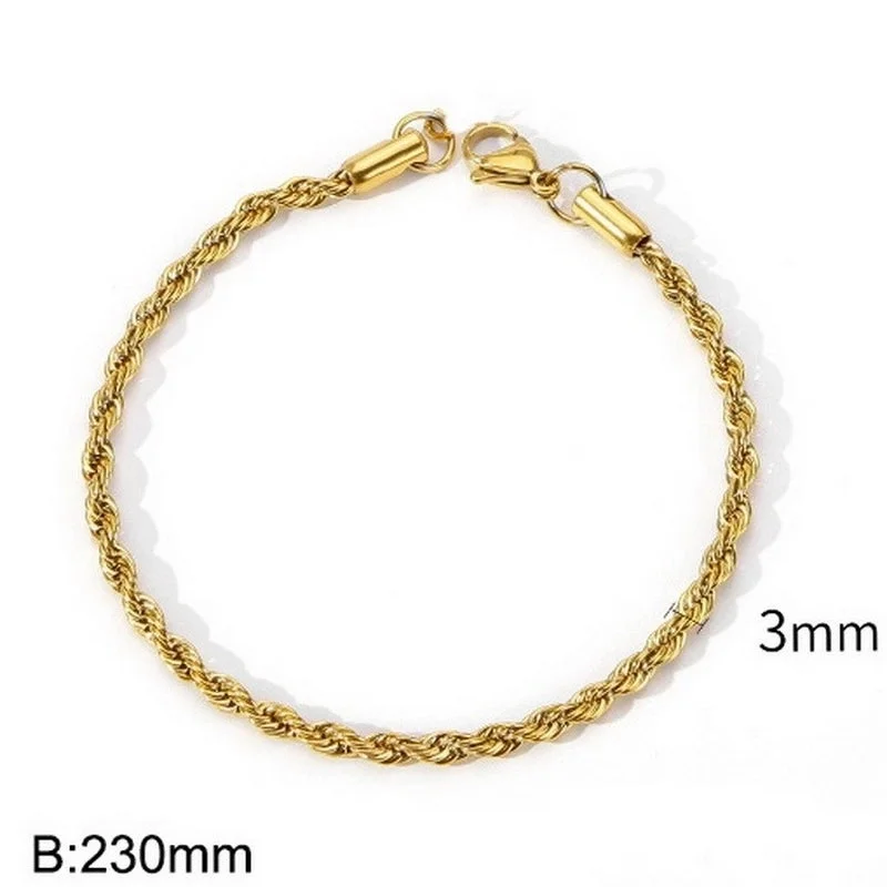 Gold (Width 3mm)|Bracelet 9 Inches (Length 23cm)