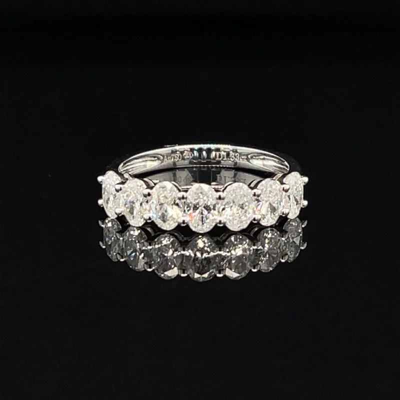 women’s vintage diamond engagement rings-Oval Diamond 1.33ctw Single Row Wedding Band in 18k White Gold - #436 - RGDIA666926