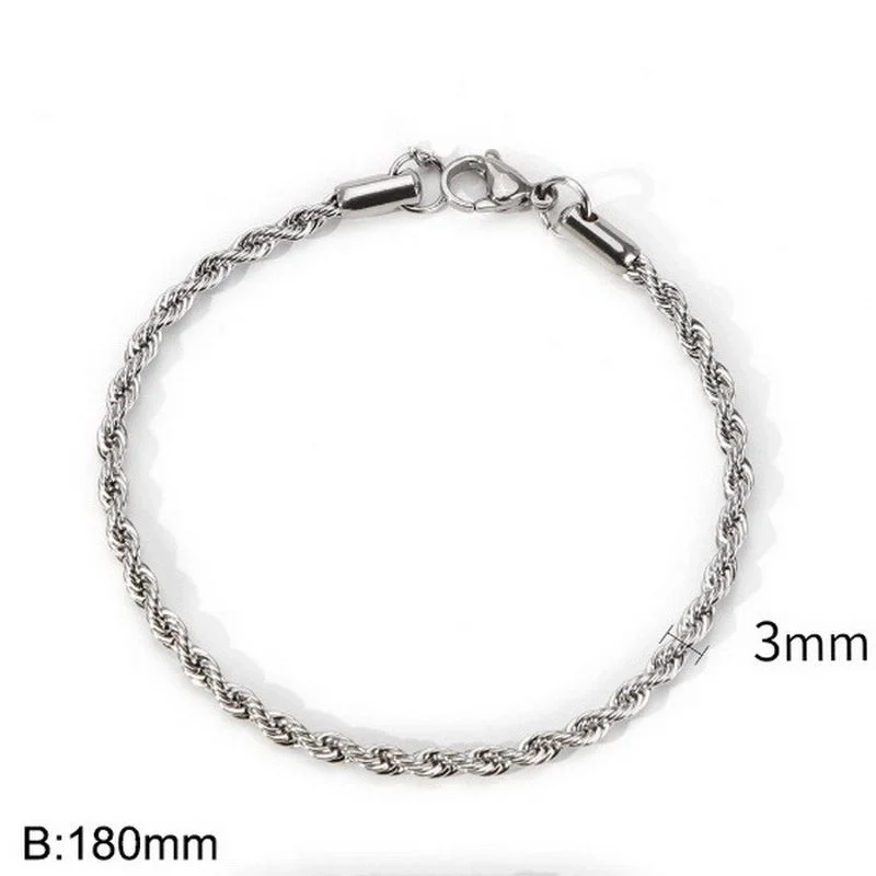 Steel Color (Width 3mm)|Bracelet 7 Inches (Length 18cm)