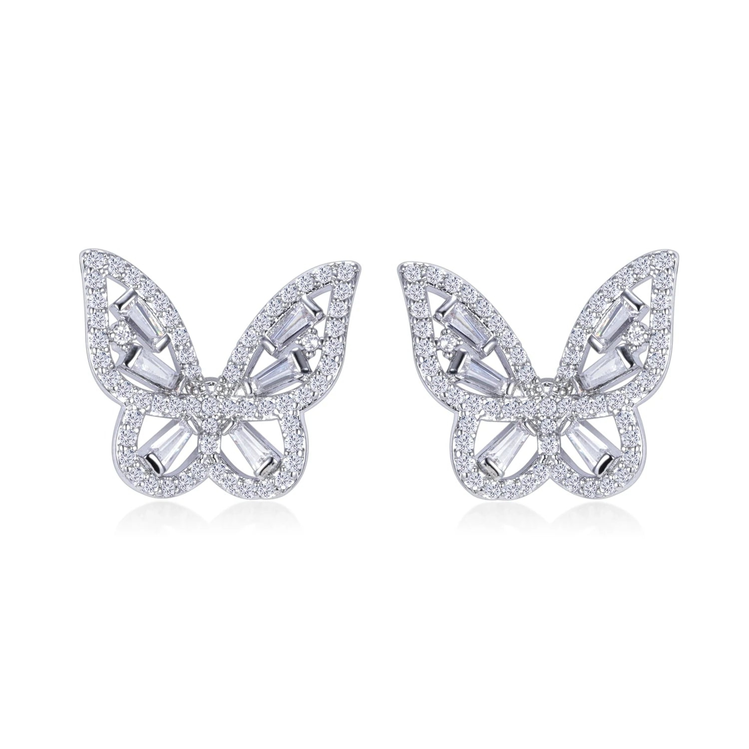 women’s personalized earrings-Mariposa Butterfly Silver Stud Earrings | 2ct